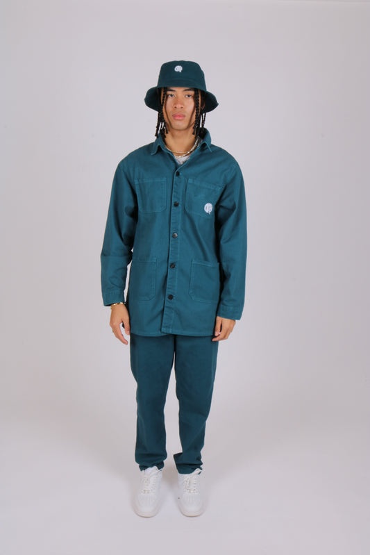 Essential relaxed fit twill denim shirt in bottle green