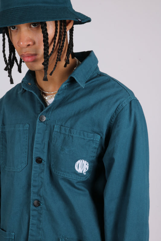 Essential relaxed fit twill denim shirt in bottle green