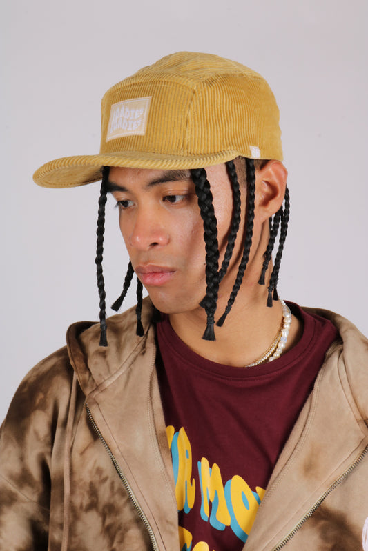 Essentials 5 panel cap in oatmeal cordurouy