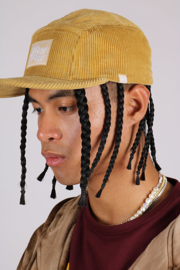 Essentials 5 panel cap in oatmeal cordurouy