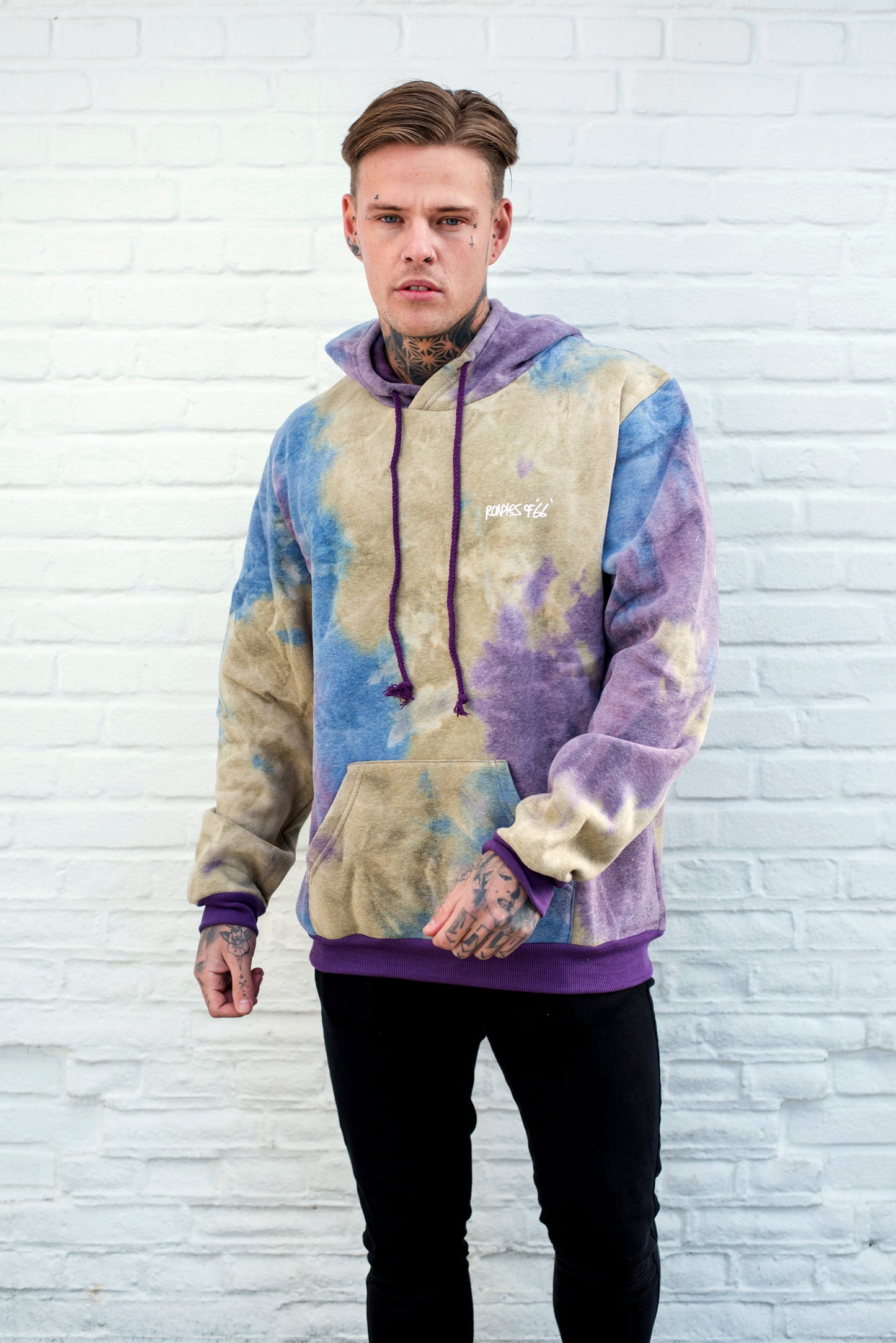 Roadies of 66 - Tye Dye Hoodie in Purple